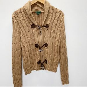 Ralph Lauren Cable Knit Toggle Zip Cardigan